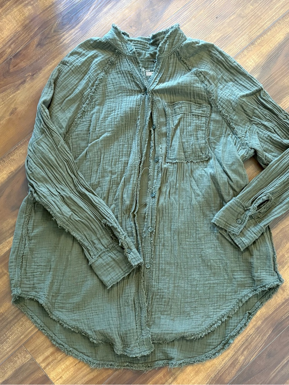 aerie Olive Green Lightweight Button-Front Shirt